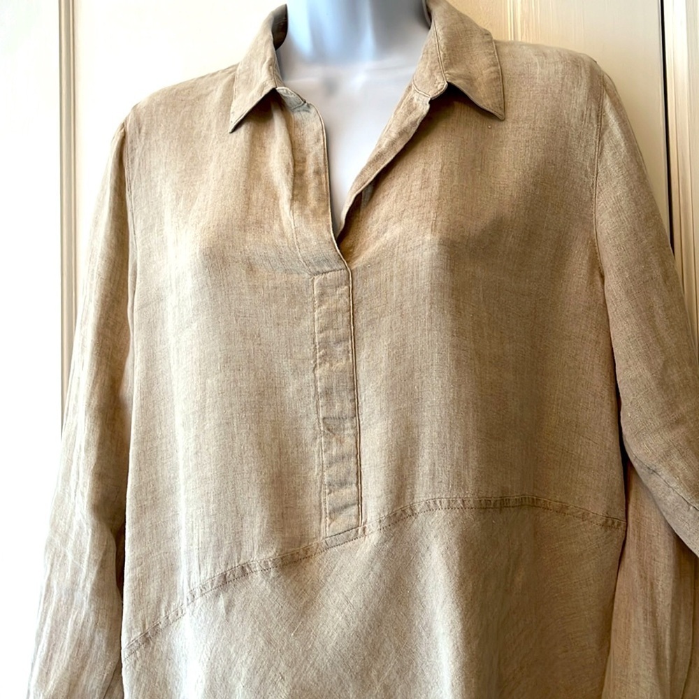 J. Jill Love Linen Women’s Small Lagenlook Asymmetrical V-Neck Tunic Top Relaxed - Picture 5 of 17